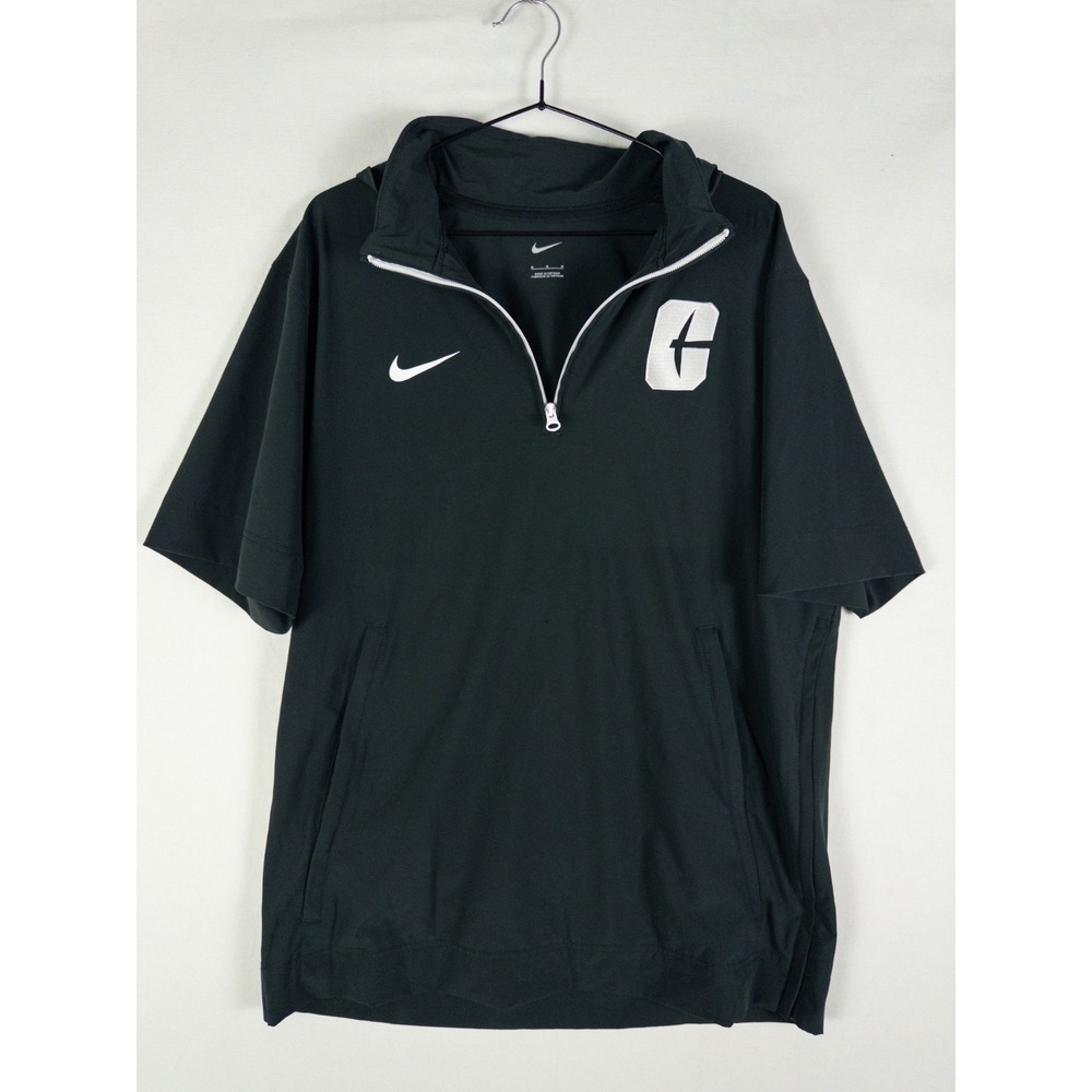 Nike Charlotte 49ers Mens Medium Black 1/4 Zip Short Sleeve Hooded Coaches Pullo